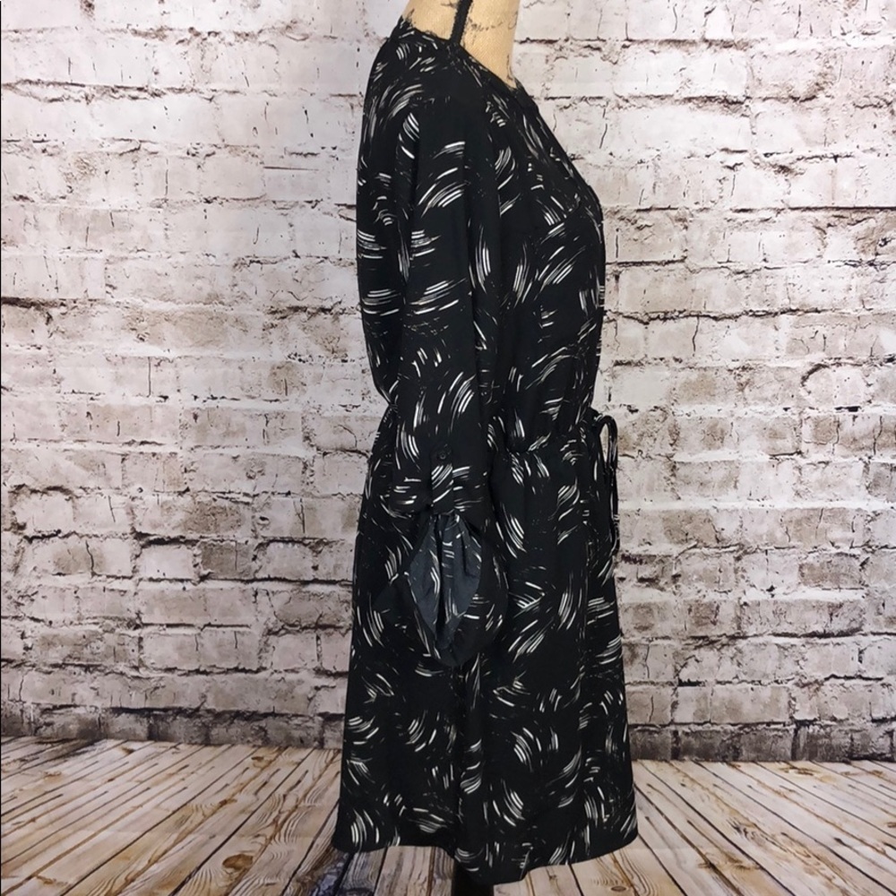 Apt 9 Dress Long Sleeves Black White Print Sz 12 - Picture 4 of 12